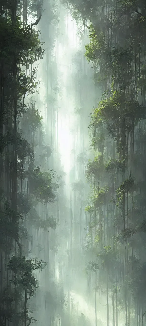 Image similar to A painting of a beautiful vertical forest trending on artstation in the style of Greg Rutkowski