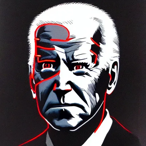 Image similar to Joe Biden looking sinister, by Tsutomu Nihei, highly detailed