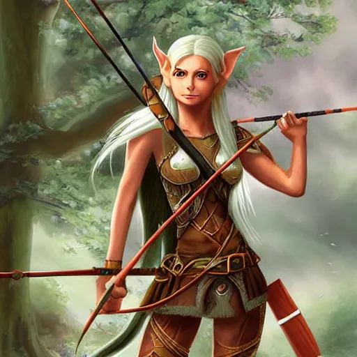 Image similar to female wood elf archer, beautiful fantasy illustration,