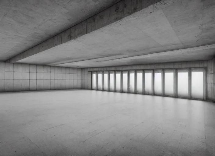 Image similar to an enormous spacious SCP (Secure. Contain. Protect) agency hall interior in brutalist restrained sovietpunk cold war aesthetics inspired by CIA FSB NSA KGB GRU, extremely high detail, photorealistic, eeriewave, brutalpunk, cinematic lighting, trending on ArtStationHQ, DSLR, Nikon