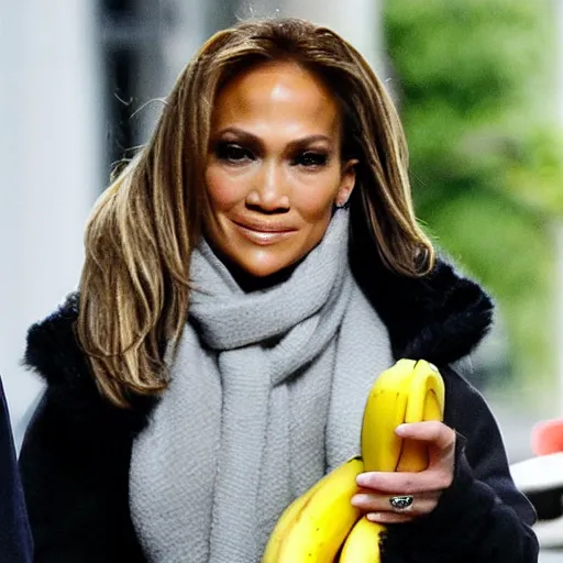 Prompt: jennifer lopez eating a banana