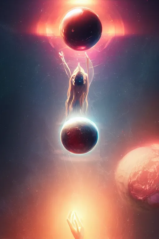 Prompt: space goddess floating while holding a magical orb in her hand. sci fi, intricate artwork by Tooth Wu and wlop and beeple. octane render, trending on artstation, greg rutkowski very coherent symmetrical artwork. cinematic, hyper realism, high detail, octane render, 8k