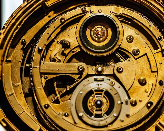 Image similar to 5 0 mm photography of a holy golden antikythera mechanism. highly immaculate detailed 8 k. intricate. lifelike. nikon d 8 5 0. tiltshit. motion blur. dof