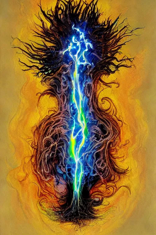 Prompt: scary flame,art by James C. Christensen and Mark Tedin,trending on artstation, luminous lighting high angle view,movie poster,crayon art ,Eraserhead ,iridescent colors,long exposure ,