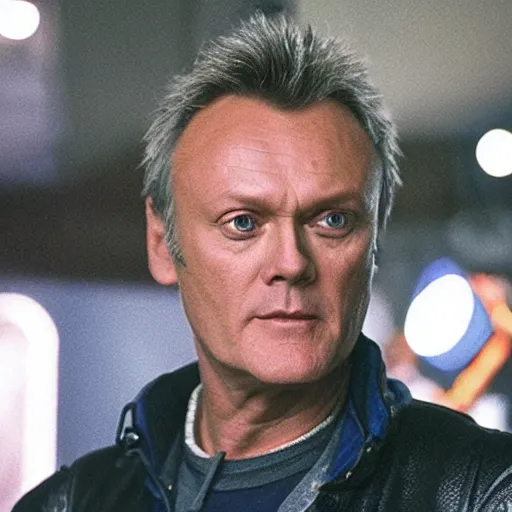 Image similar to Anthony Head as Cyberpunk Uther