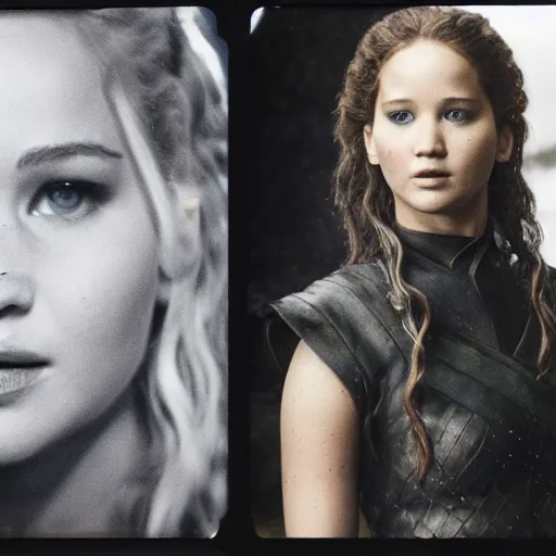Prompt: polaroid shot of jennifer lawrence in game of thrones audition