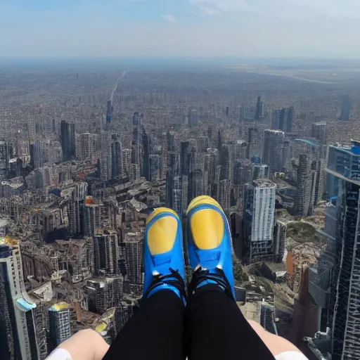 Prompt: standing on top of the world's tallest skyscraper