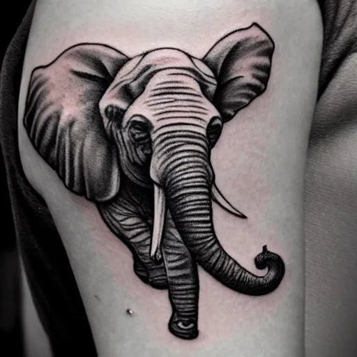 Image similar to elephant tattoo, mechanical, concept art, trending on artstation