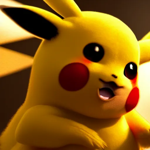 Image similar to photography of a realistic pikachu animal, 8 k, cinematic lighting, natural background, trending on artstation, pokemon