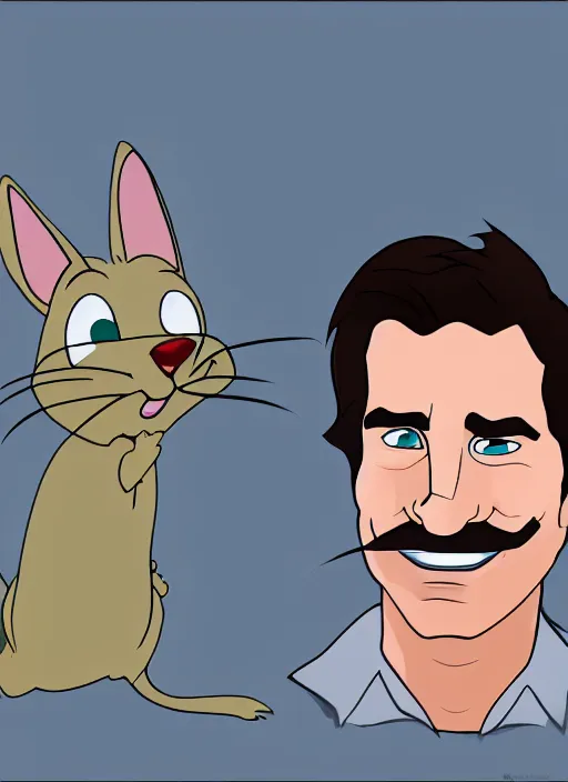 Prompt: Portrait of Christian Bale in the style of cartoon Tom and Jerry. 8k Resolution