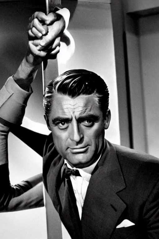 Prompt: cary grant as buffy the vampire slayer. superhero movie set in the 1 9 6 0's