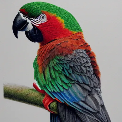 Prompt: a colored pencil drawing of a parrot by natalia rojas and ana maria martinez jaramillo adonna khare and marco mazzoni and diego fazio and dirk dzimirsky, pastel color, wingspan style, highly detailed, realistic graphite, artstation, 4 k, realism, photorealism, fine art