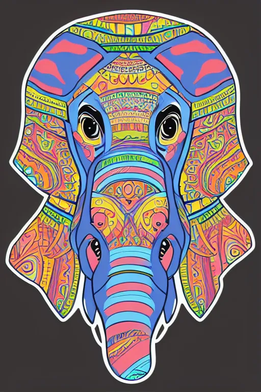 Image similar to A portrait of a baby elephant, sticker, colorful, illustration, smooth and clean vector curves, no jagged lines, vector art, smooth