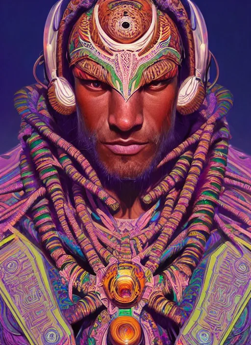 Image similar to hyper detailed ultra sharp of a wise tribal shaman trance man. trending on artstation, warpaint aesthetic, earthwave, colorful, psychedelic, ornate, intricate, digital painting, concept art, smooth, sharp focus, illustration, art by artgerm and greg rutkowski and alphonse mucha, 8 k