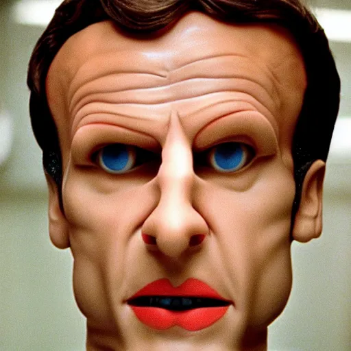 Image similar to Emmanuel Macron robot in American Psycho (1999)