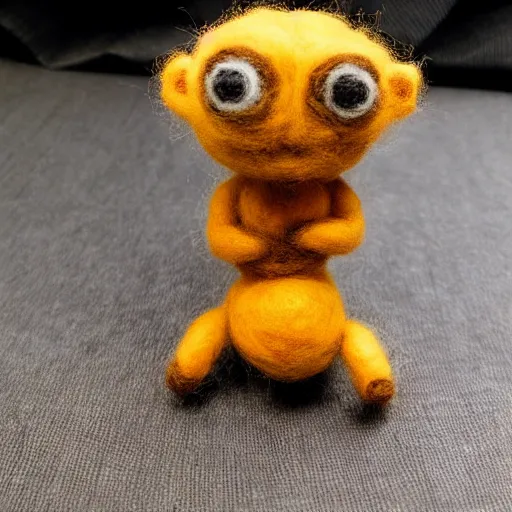 Image similar to a needle felted geodude, needle felting art.