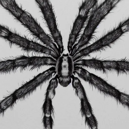 Image similar to spider, black and white, botanical illustration, black ink on white paper, bold lines