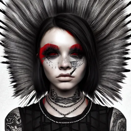 Image similar to a portrait of a beautiful punkrock girl, art by saruei, digital art, highly detailed, intricate, sharp focus, Trending on Artstation HQ, deviantart, unreal engine 5, 4K UHD image