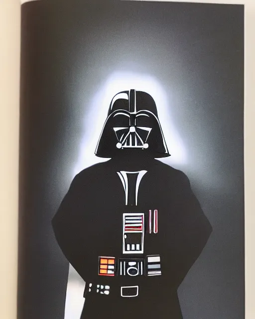 Prompt: darth vader wearing a flame shirt and trilby, yearbook photo