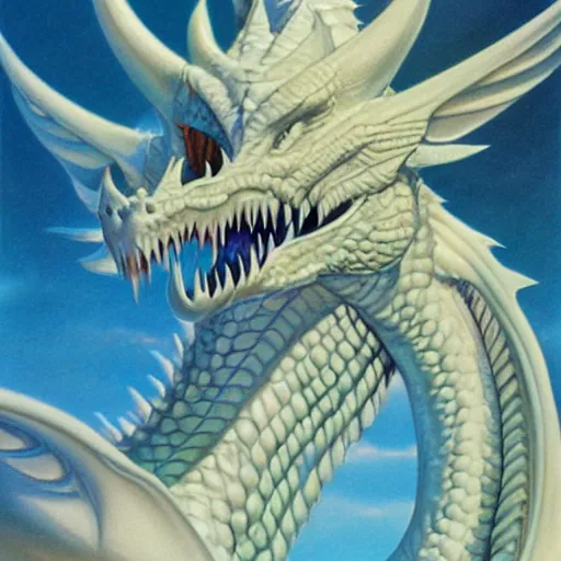 Image similar to ice dragon by Boris Vallejo ultra detail