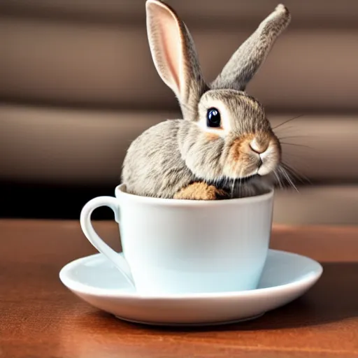 Image similar to rabbit sitting in coffee cup