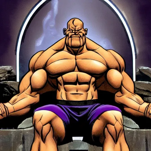 Prompt: Thanos flexing shirtless