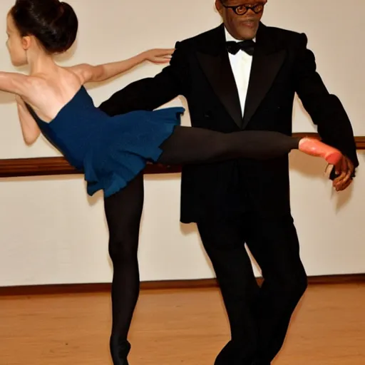 Image similar to Samuel L. Jackson as a ballerina, dancing elegantly