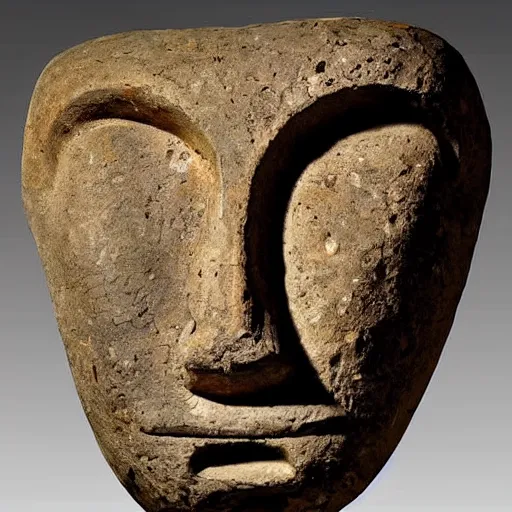 Image similar to stone mask from the pre - ceramic neolithic period, dating to 7 0 0 0 bc, probably the oldest surviving mask in the world