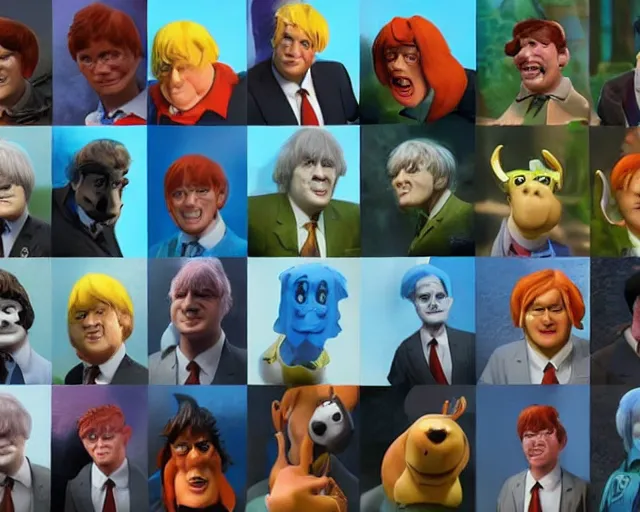 Image similar to boris johnson as scooby doo, character art, by various concept artists, redshift render, hyperrealistic face, photorealistic render