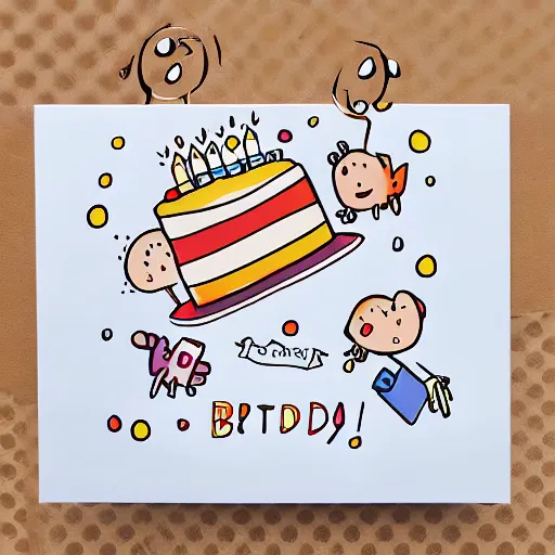 Prompt: birthday card mock - up, cute illustration by claudia gadotti