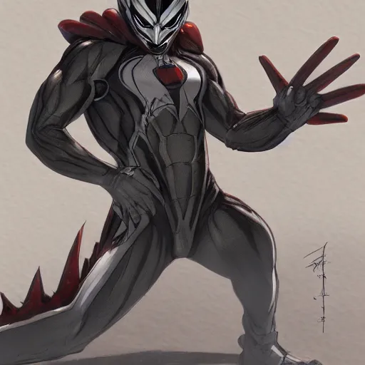 Prompt: Ultraman exposed to the symbiote and became Rocket Raccoon. concept art,high detailed,fine art,trending on Artstation, smooth draw,Sharp focus.