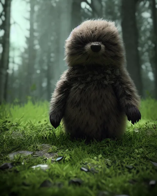 Prompt: little cute fluffy forest mole, evil, inspiring, adorable, anthro, guardian, dnd, woodland realm, fantasy armored attire!! strange fantasy equipment!! octane render, unreal engine 5, hyper realistic, 8 k