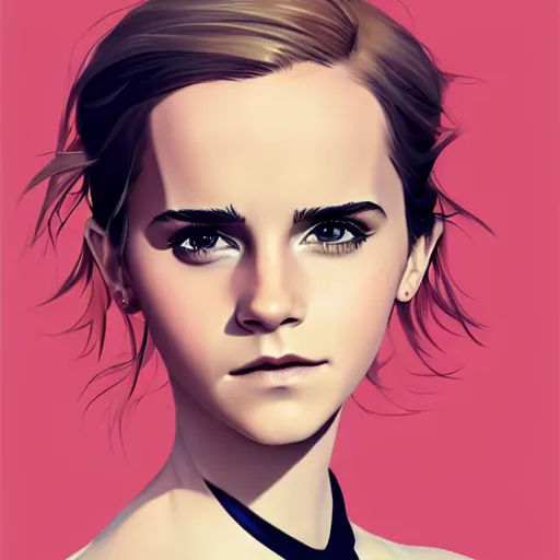 Prompt: emma watson, concept art, animation, elegant, 2d, digital painting, smooth, sharp focus, artstation, art by Ilya Kuvshinov