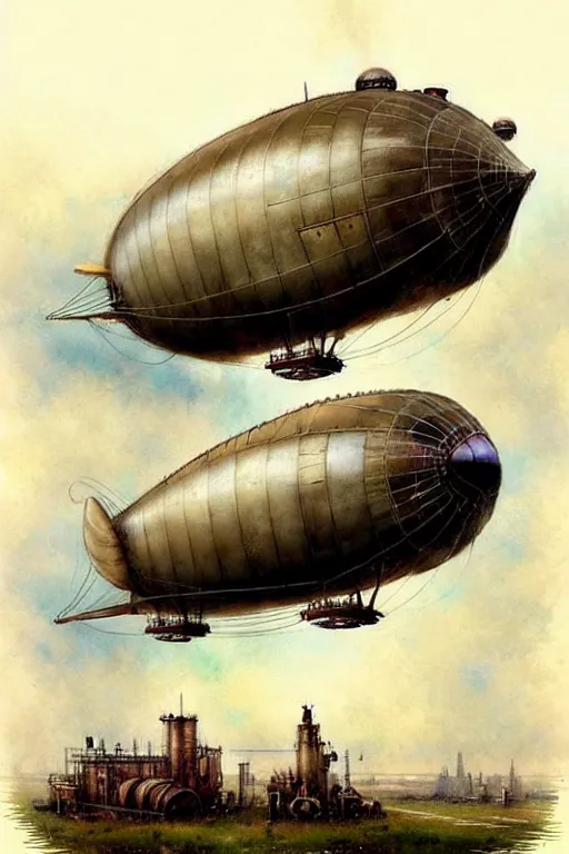 Prompt: (((((1950s steampunk airship blimp dirigible . muted colors.))))) by Jean-Baptiste Monge !!!!!!!!!!!!!!!!!!!!!!!!!!!