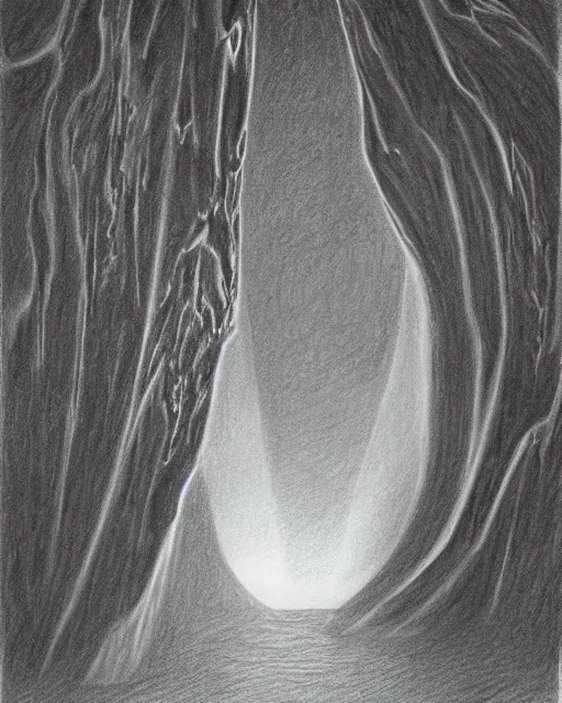 Image similar to a pencil drawing of an abyss 1970s