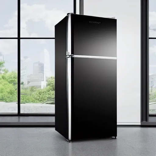 Prompt: product photoshoot of clean modern hand crafted super futuristic fridge pro display xpr luxury smooth color metal white silver with black leather padding well design ultrareallistic detailed high quality 8 k photorealistic ultra realistic