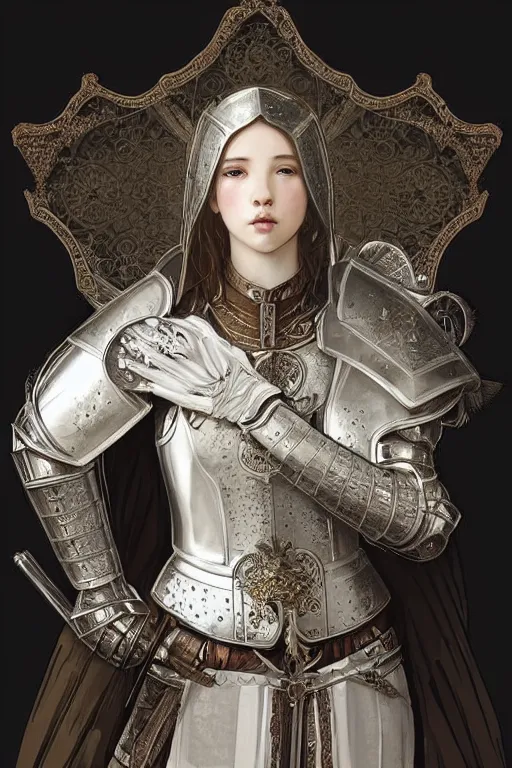 Prompt: beautiful luxury and holy and victorian and divine young female medieval white armor knight portrait like lisa blackpink+shinny eyes+front face with light flowing hair, ultradetail face, ruined gothic cathedral, art and illustration by tian zi and craig mullins and WLOP and alphonse mucha, ssci-fi, fantasy, intricate complexity, human structure, hypermaximalist, fantasy character concept, dynamic lighting, neon light, watermark, blurry, hyperrealism 8k