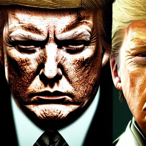 Prompt: Donald trump as old snake in metal gear solid V, movie still,