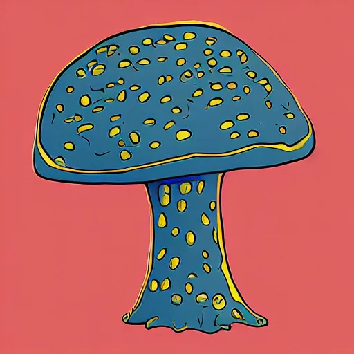 Prompt: mushroom made of cobalt digital drawing