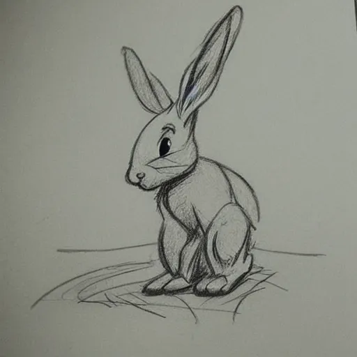 Prompt: milt kahl pencil sketch of a rabbit in the forest disney style