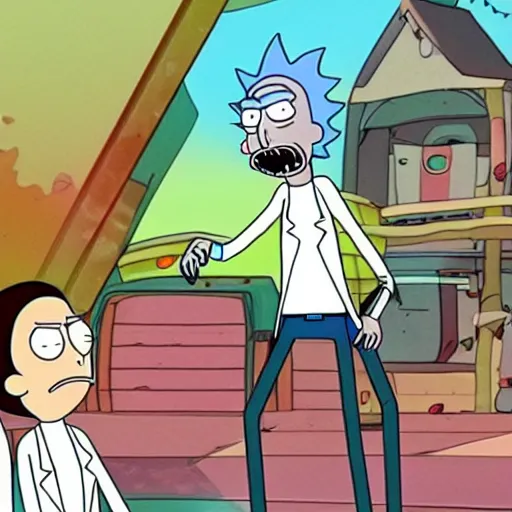 Prompt: photo of rick and morty