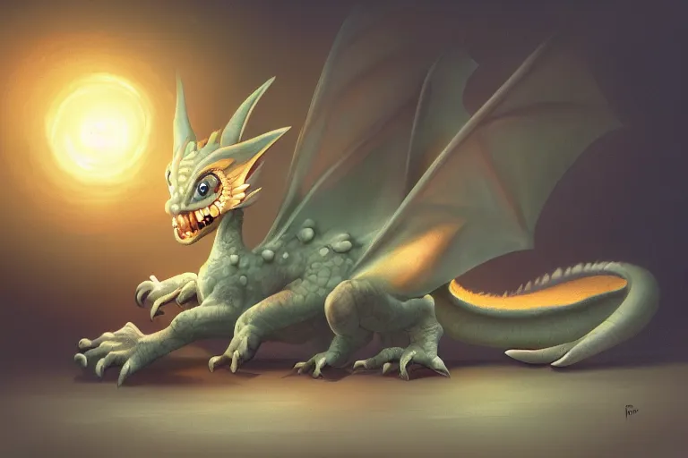 Image similar to full body digital illustration of a cute baby dragon by randy Vargas, pastel, studio lighting, concept art, matte background, deviantArt, artstation