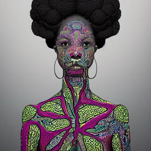 Prompt: the portrait of an unbelievably beautiful, elegant, sexy, and sophicated young black model partially made of broccoli, an ultrafine detailed illustration by james jean, intricate linework, bright colors, final fantasy, behance contest winner, vanitas, angular, altermodern, unreal engine 5 highly rendered, global illumination, radiant light, detailed and intricate environment