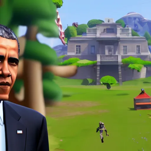 Prompt: barack obama in fortnite, battle royale