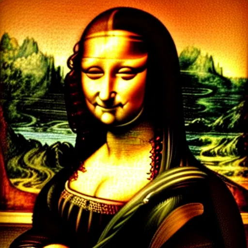 Image similar to monalisa drawing leonardo da vinci, oil painting, highdetailed