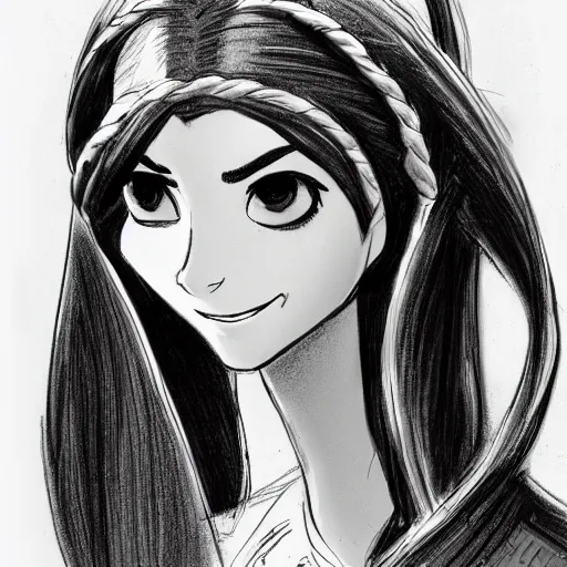 Image similar to milt kahl sketch of victoria justice with tendrils hair style as princess padme from star wars episode 3