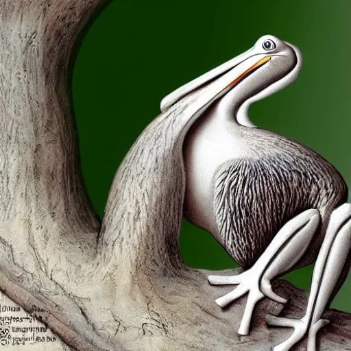 Prompt: tree-arms of the pelican-frog