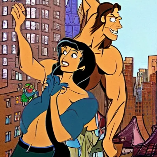 Image similar to tarzan in New York, Disney style