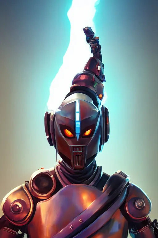 Image similar to epic mask helmet robot ninja portrait stylized as fornite style game design fanart by concept artist gervasio canda, behance hd by jesper ejsing, by rhads, makoto shinkai and lois van baarle, ilya kuvshinov, rossdraws global illumination radiating a glowing aura global illumination ray tracing hdr render in unreal engine 5