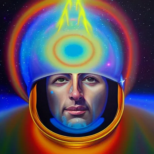 Prompt: transcendent holy spaceman, astral spirit space journey in oil painting, pulled into the vortex, trending on artstation, award winning, emotional, highly detailed ethereal surrealist art